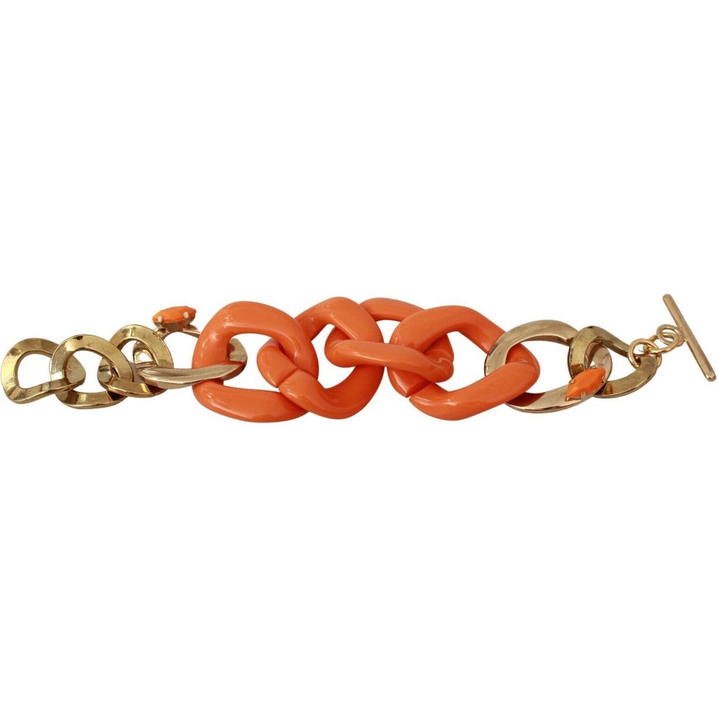 Ermanno Scervino Gold Orange Chain Wide Brass Plastic Bracelet WOMAN BRACELET