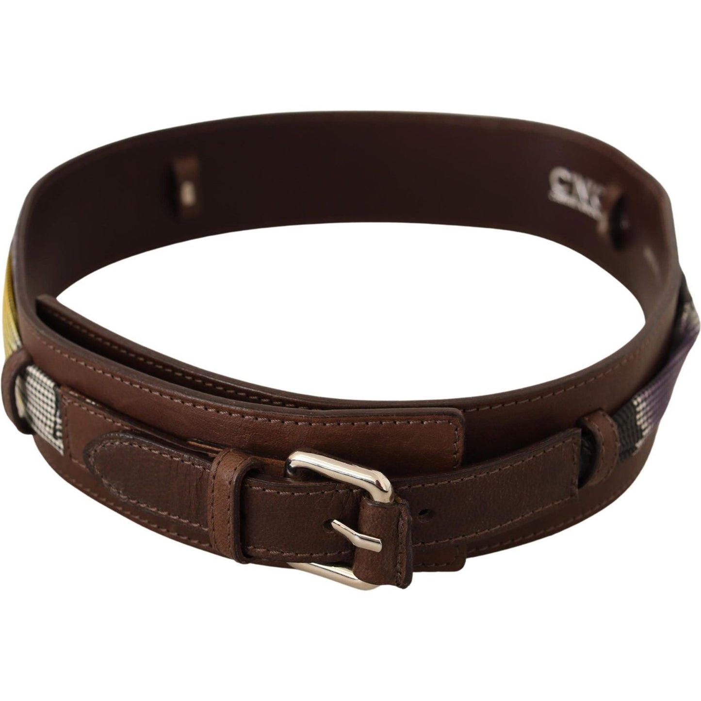 Costume National Brown Leather Silver Buckle Belt BEL61037 -80