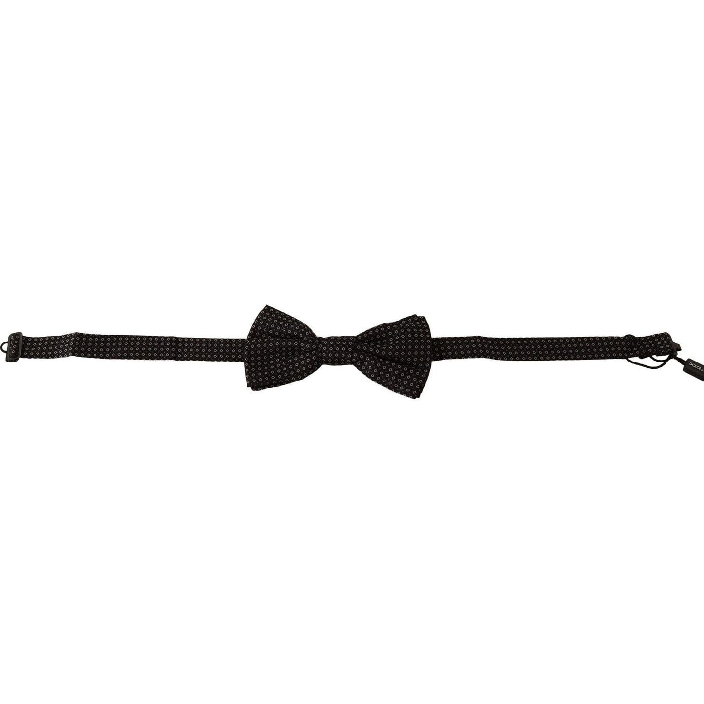 Dolce & Gabbana Black Patterned Adjustable Neck Papillon Bow Tie FT3523