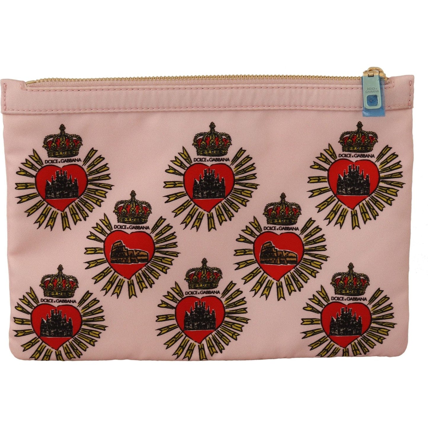 Dolce & Gabbana Clutch Pink D&G Logo Devotion Heart Toiletry Pouch Wallet VAS12892