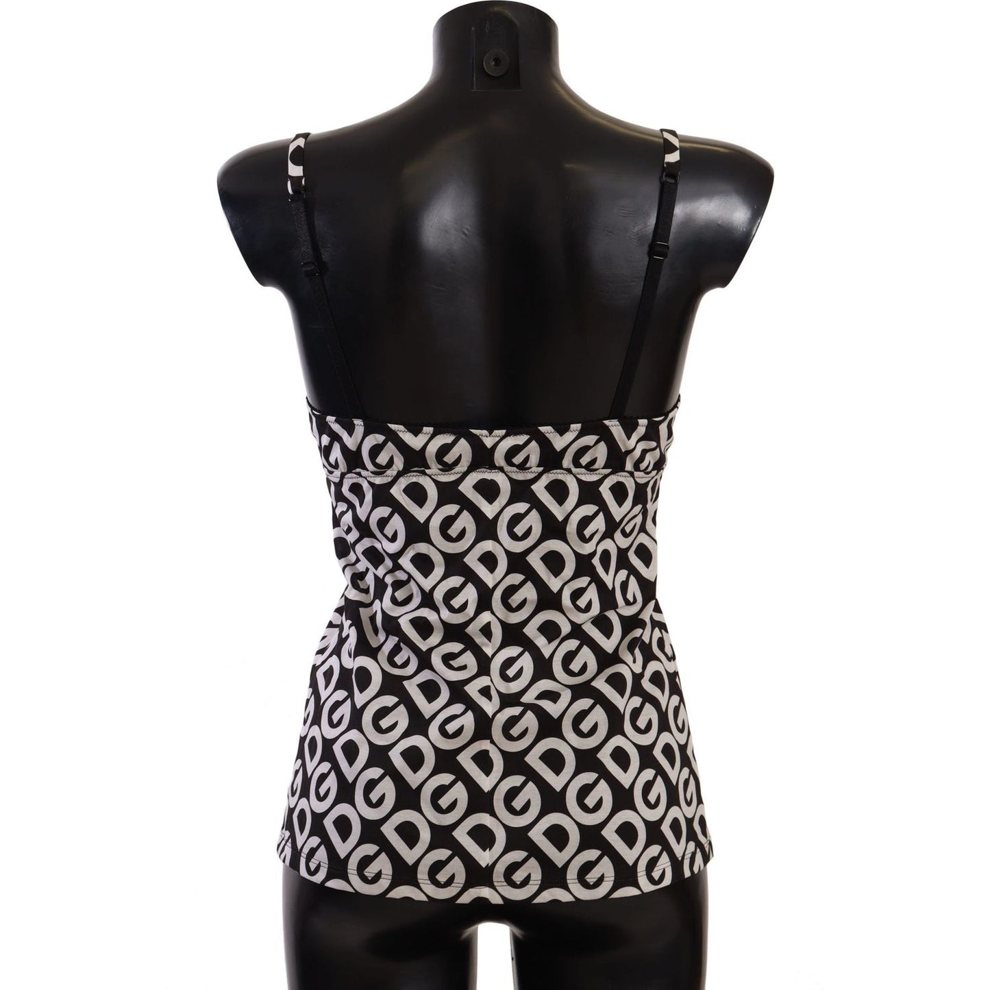 Dolce & Gabbana Black White Logo Print Camisole Top Underwear WOMAN SWIMWEAR
