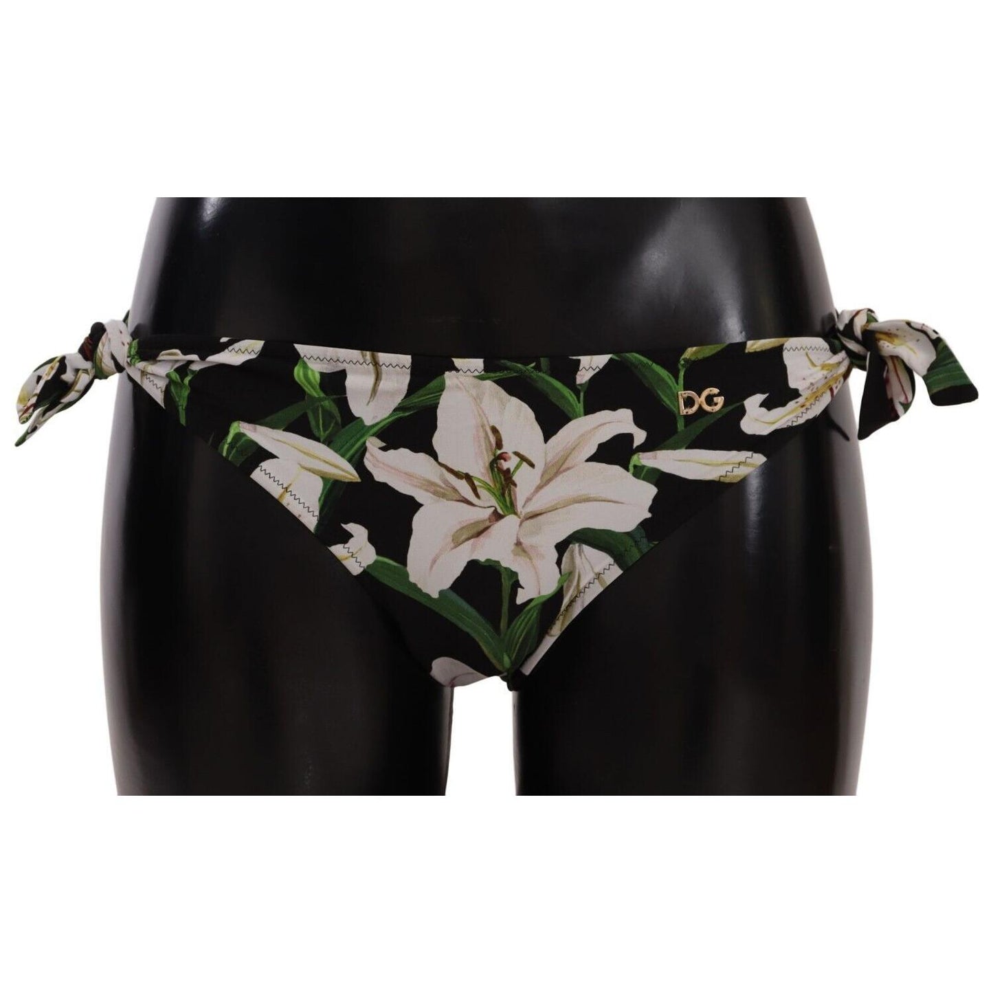 Dolce & Gabbana Bikini Bottom Black Lily Print Swimsuit Swimwear BIK1542 -IT5