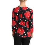 Dolce & Gabbana Black Sicily Bag Print Silk Stretch Top Blouse TSH6808-44