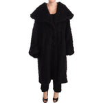Dolce & Gabbana Black Mohair Fur Cape Trench Coat Jacket JKT3007-40