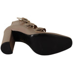 MY TWIN Brown Leather Block Heels Multi Buckle Pumps Shoes LA9394 - 37