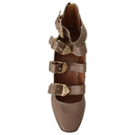 MY TWIN Brown Leather Block Heels Multi Buckle Pumps Shoes LA9394 - 37