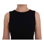 Dolce & Gabbana Black Stretch Crystal Sheath Gown Dress DR1041- 38