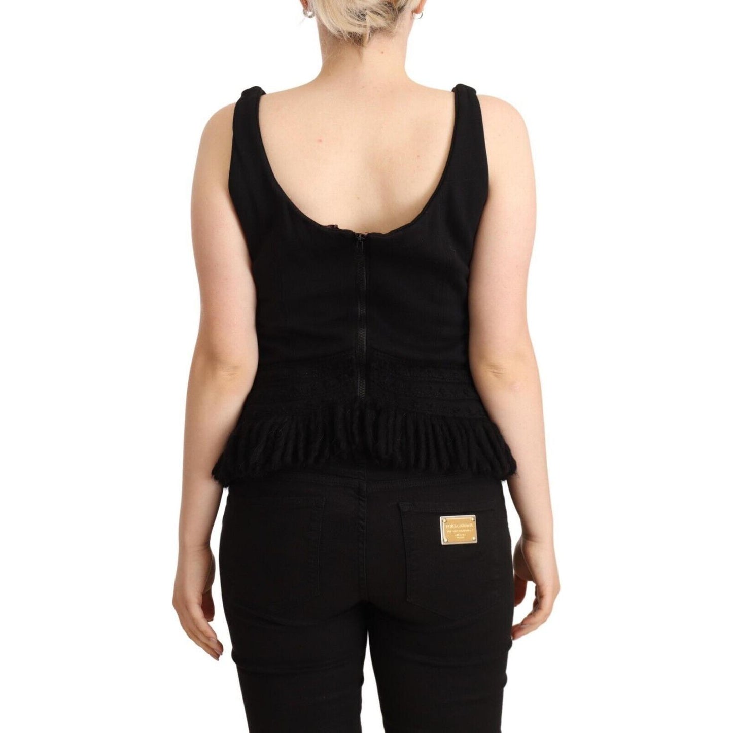 Ermanno Scervino Black Cotton Sleevelesss Tank Casual Top TSH7432 - 2