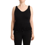Ermanno Scervino Black Cotton Sleevelesss Tank Casual Top TSH7432 - 2