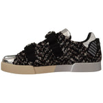 Dolce & Gabbana Silver Leather Brown Cotton Wool Sneakers Shoes MV4402 - 44