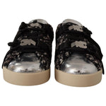 Dolce & Gabbana Silver Leather Brown Cotton Wool Sneakers Shoes MV4402 - 44