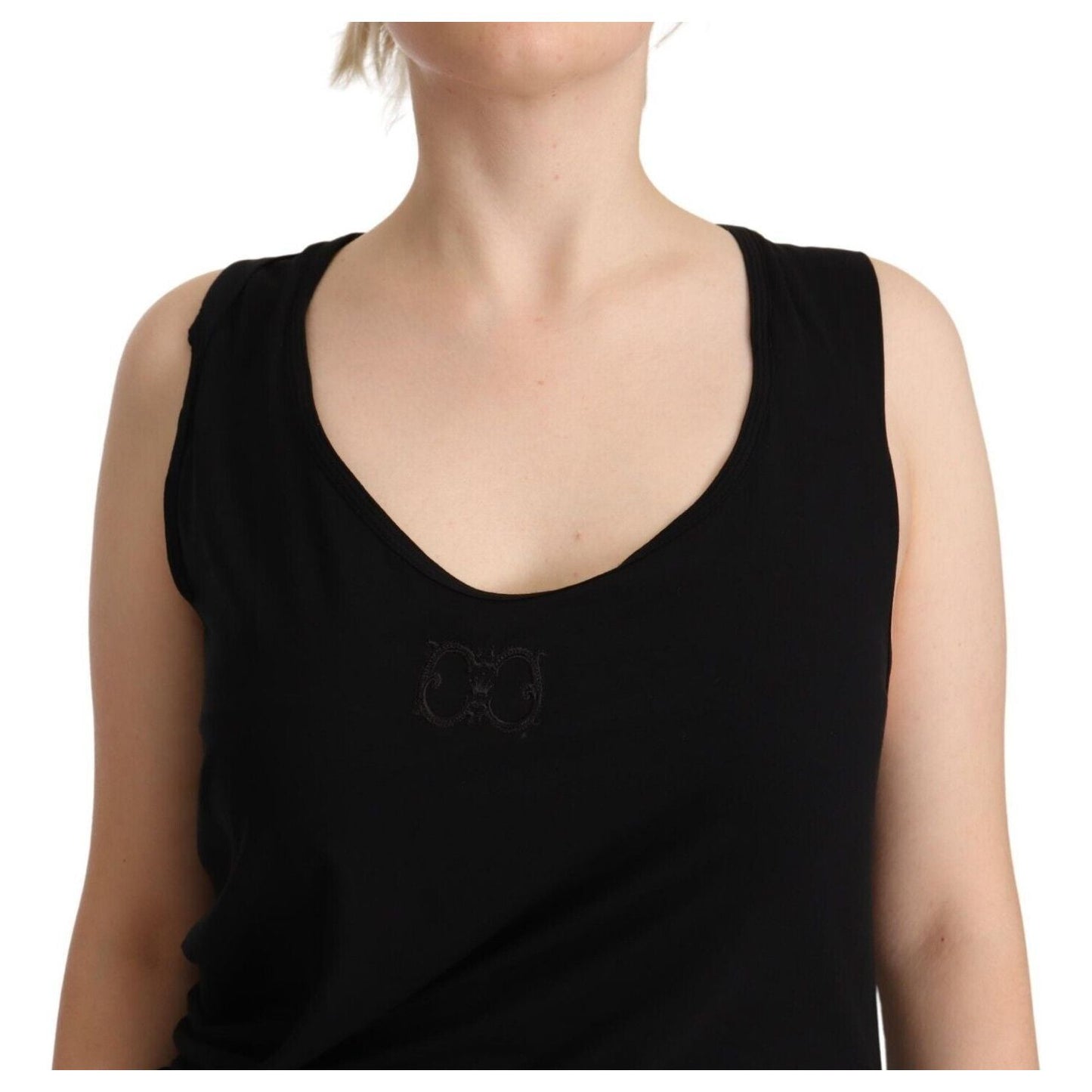 Roberto Cavalli Black Sleeveless Cotton Sheath Mini Dress DR28583 - 42