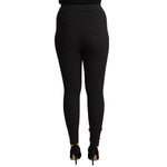 Dolce & Gabbana Black Virgin Wool Stretch Waist Tights Pants PAN71084 - 40