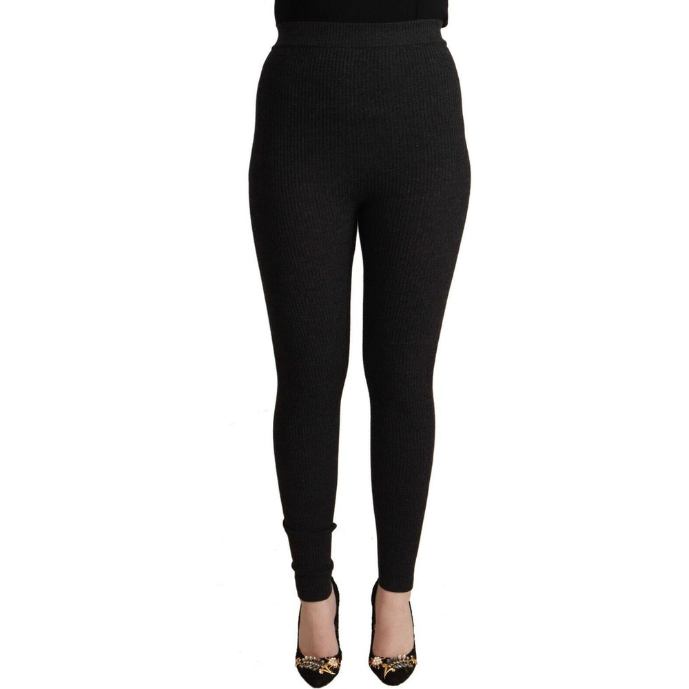 Dolce & Gabbana Black Virgin Wool Stretch Waist Tights Pants PAN71084 - 40