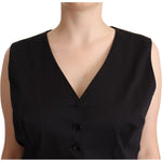 Dolce & Gabbana Black Button Down Sleeveless Vest Waiscoat Top TSH7066 - 50