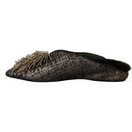 Paola D'Arcano Gold Jacquard Leather Embellished Slip On Shoes LA9437 - 36