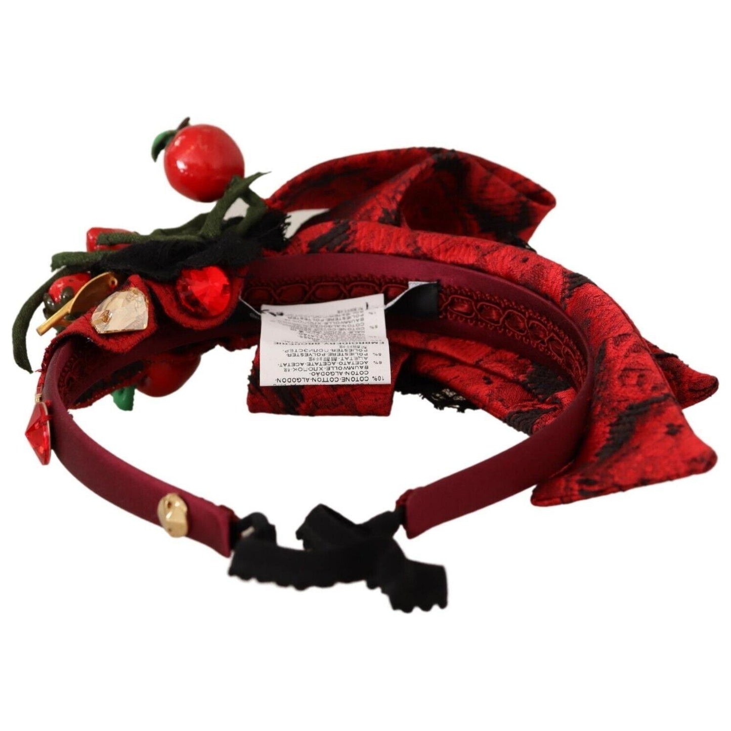 Dolce & Gabbana Red Tiara Berry Fruit Crystal Bow Hair Diadem Headband SMY100807