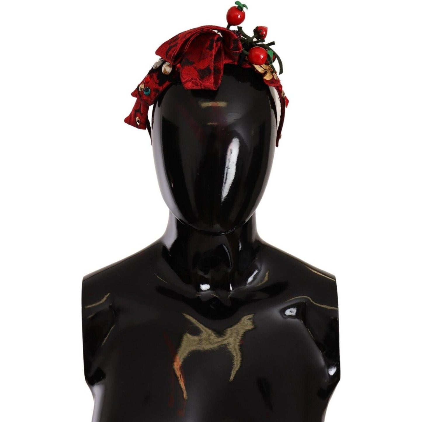 Dolce & Gabbana Red Tiara Berry Fruit Crystal Bow Hair Diadem Headband