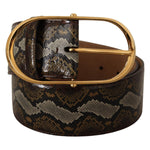Dolce & Gabbana Brown Python Leather Gold Oval Buckle Belt BEL8360 - 80