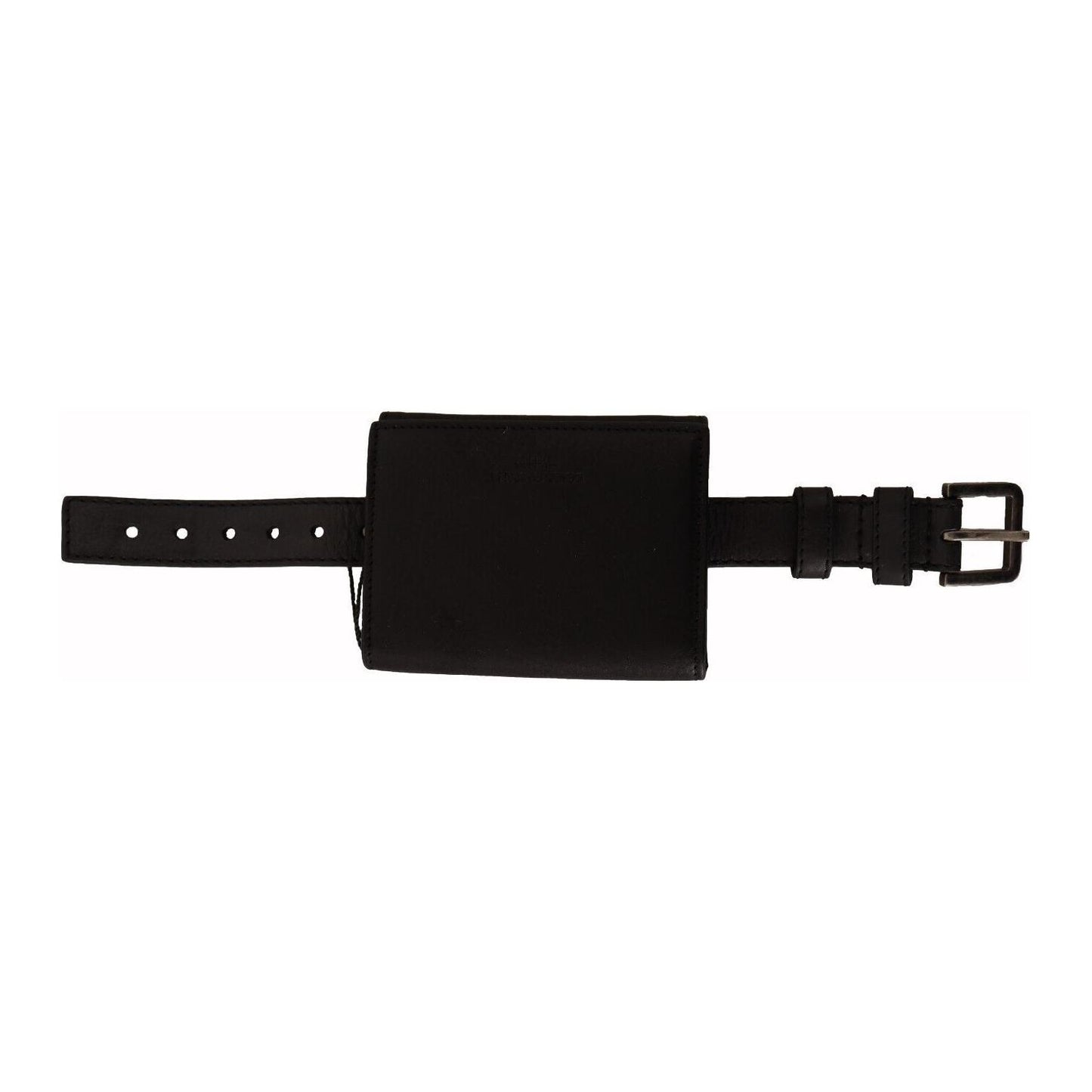 Dolce & Gabbana Black Leather Trifold Purse Belt Strap Multi Kit Wallet VAS130153
