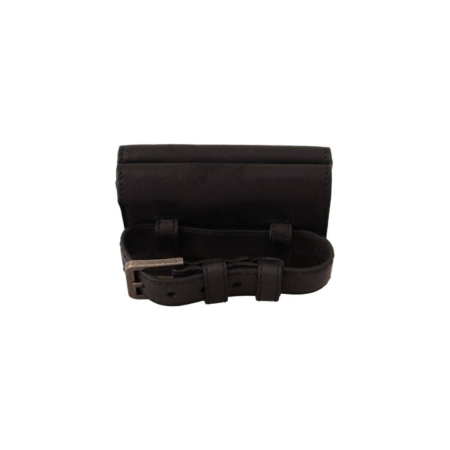 Dolce & Gabbana Black Leather Trifold Purse Belt Strap Multi Kit Wallet VAS130153