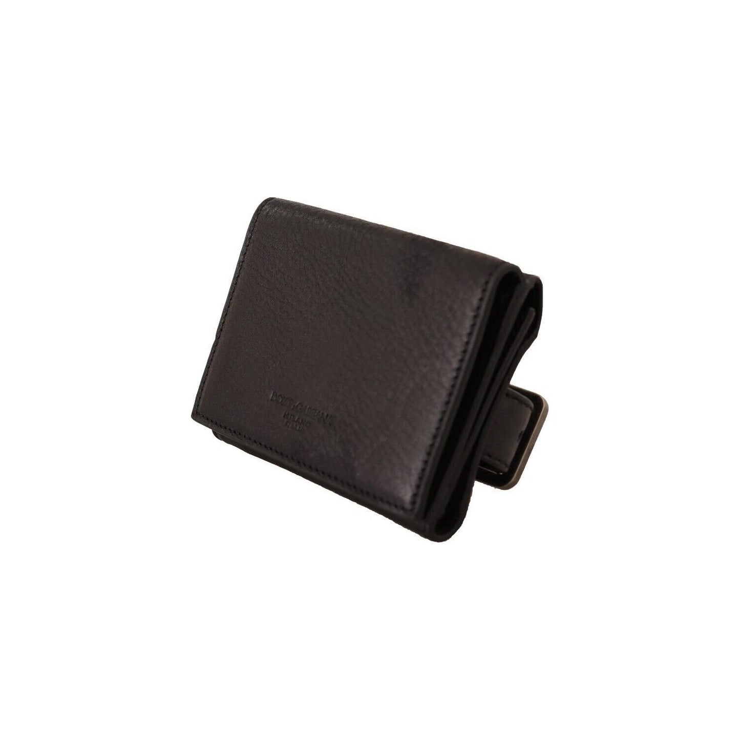 Dolce & Gabbana Black Leather Trifold Purse Belt Strap Multi Kit Wallet VAS130153