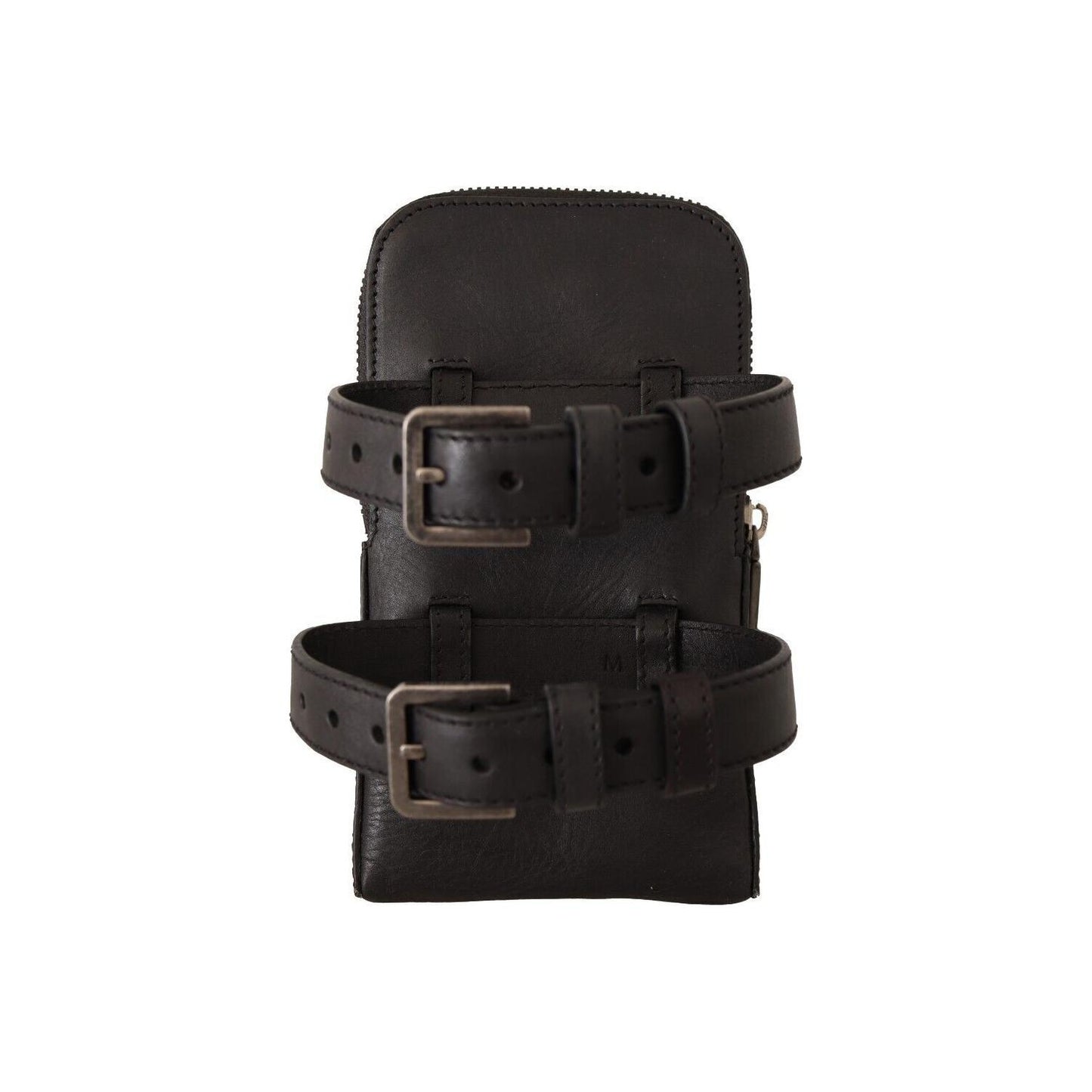 Dolce & Gabbana Black Leather Purse Double Belt Strap Multi Kit Wallet VAS130157