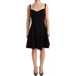 Dolce & Gabbana Black Fit Flare Wool Stretch Sheath Dress DR28239 - 40