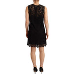 Dolce & Gabbana Black Floral Lace Sheath Sleeveless Mini Dress DR28238 - 40