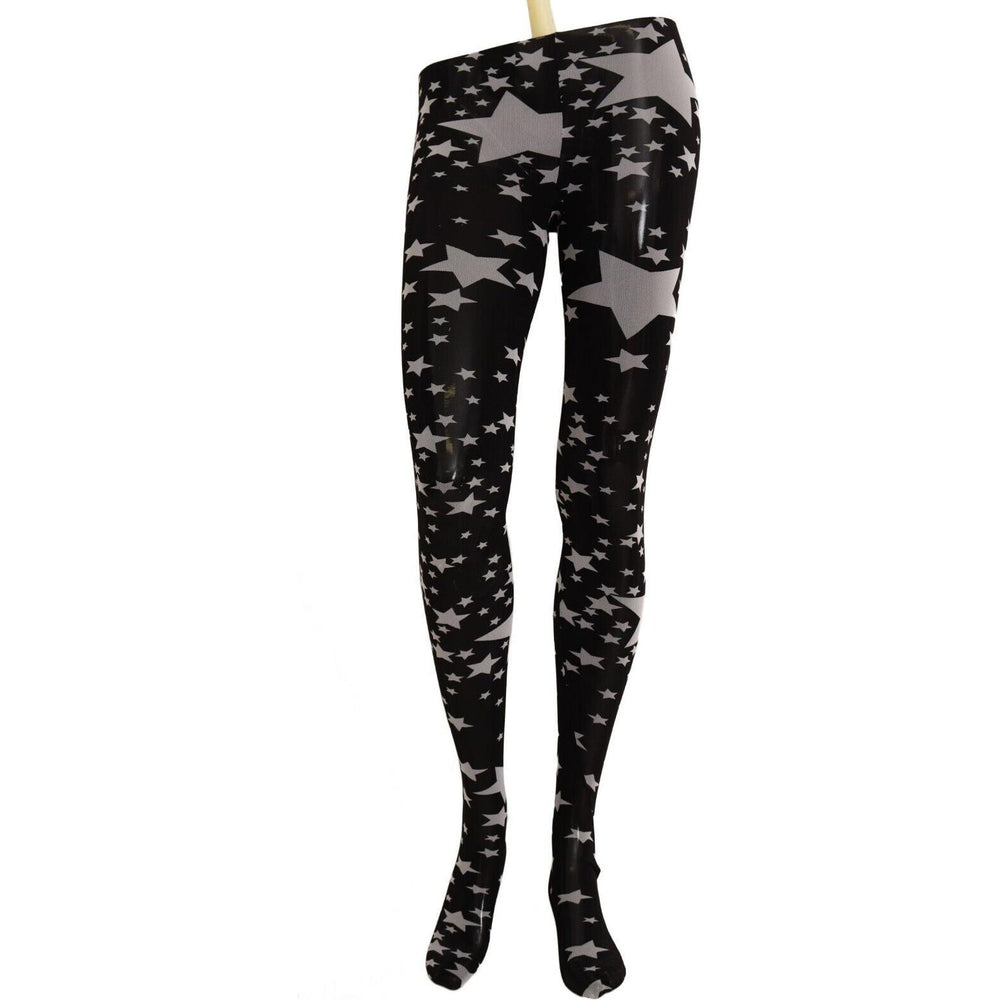 Dolce & Gabbana Black White Stars Print Nylon Stockings SCS2038 -M