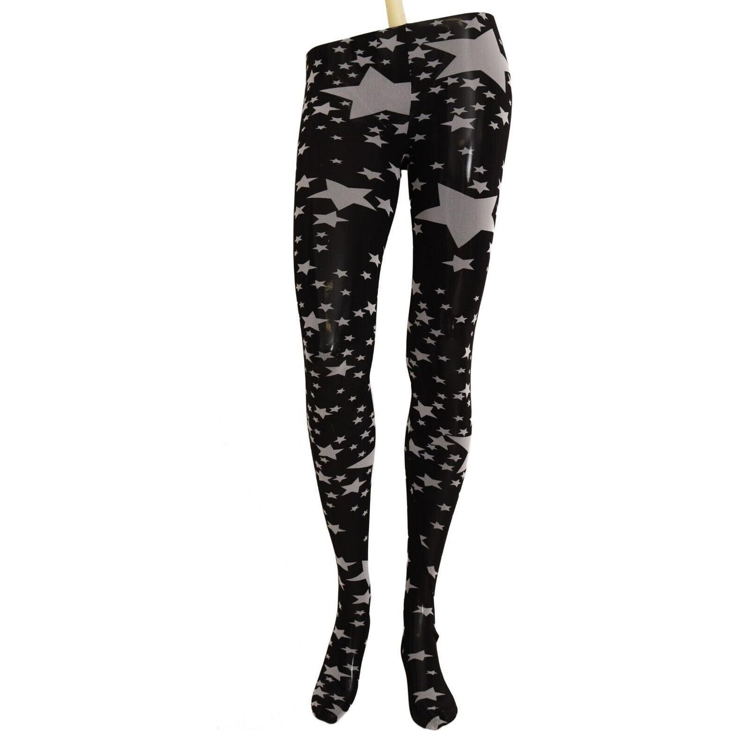 Dolce & Gabbana Black White Stars Print Nylon Stockings SCS2038 -M
