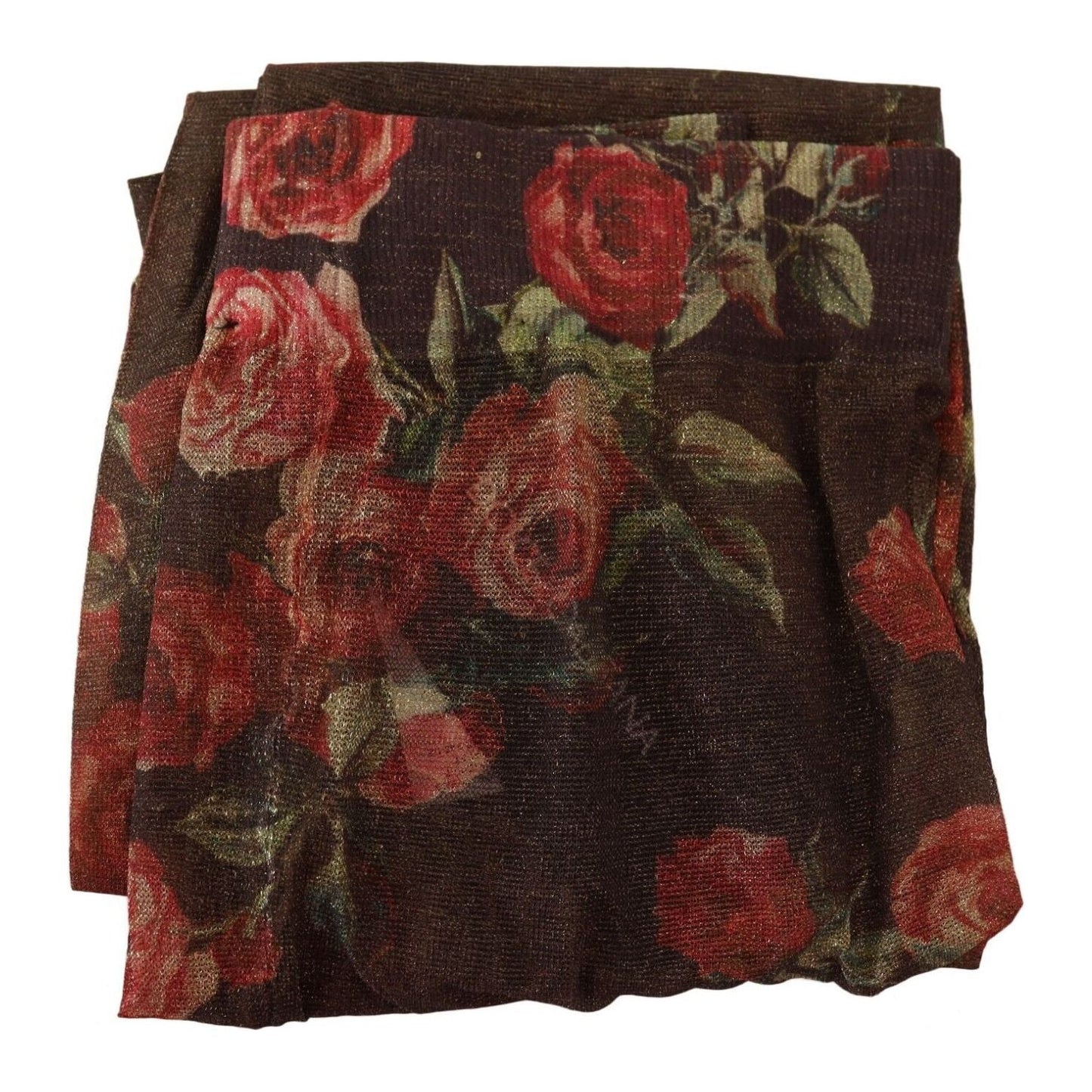 Dolce & Gabbana Black Floral Print Stockings Nylon Tights SCS2021 -m