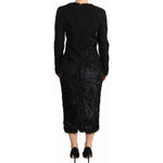 Masha Ma Black Studs Embellished Long Sleeves Sheath Midi Dress DR28584 - 44