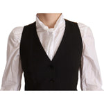 Dolce & Gabbana Black Button Down Sleeveless Vest Polyester Top TSH7063 - 38