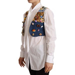 Dolce & Gabbana Multicolor Embellished Waist Coat Cotton Top TSH7037 - 38