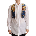 Dolce & Gabbana Multicolor Embellished Waist Coat Cotton Top TSH7037 - 38