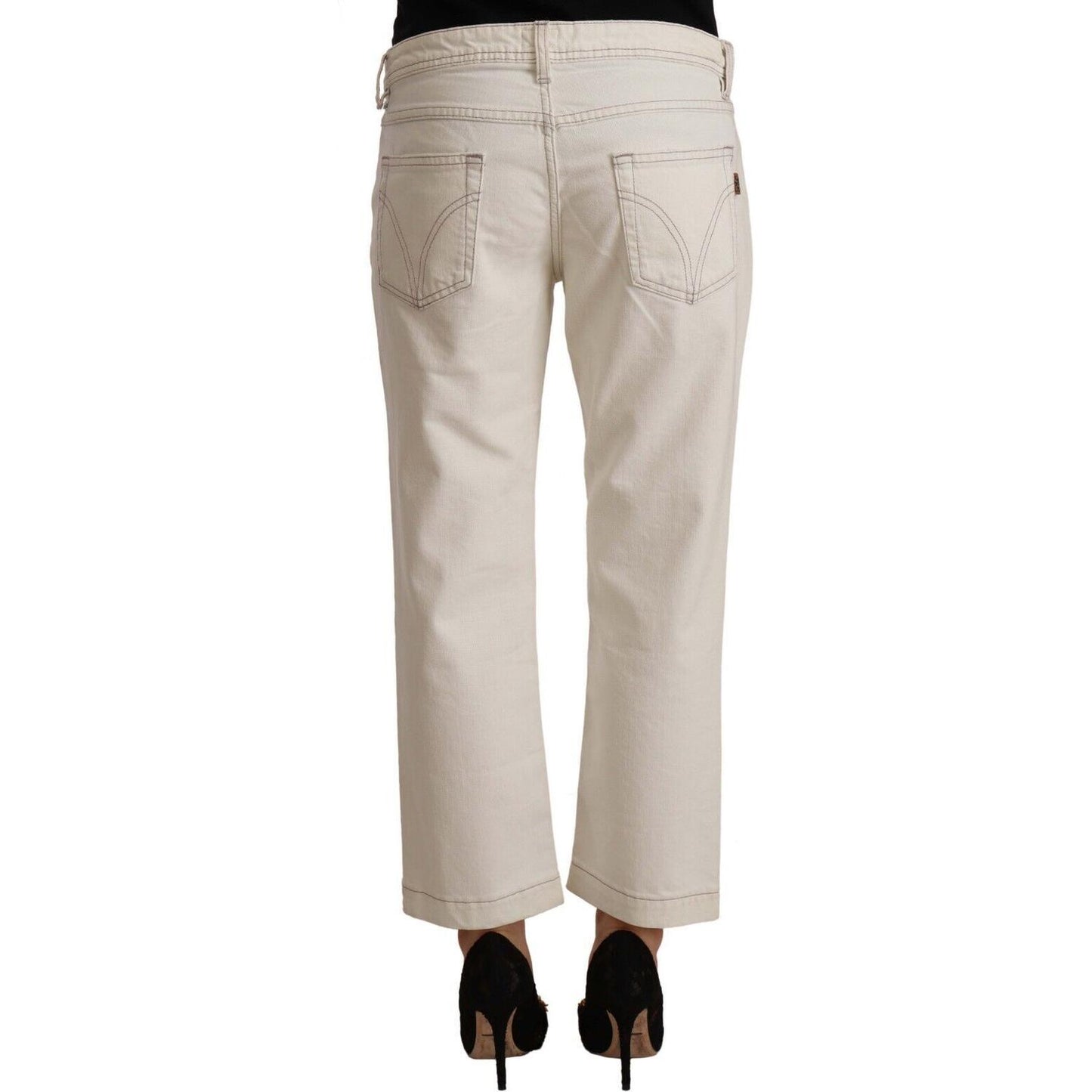 Dolce & Gabbana Off White Cotton Flared Cropped Denim Jeans PAN72350 - 29