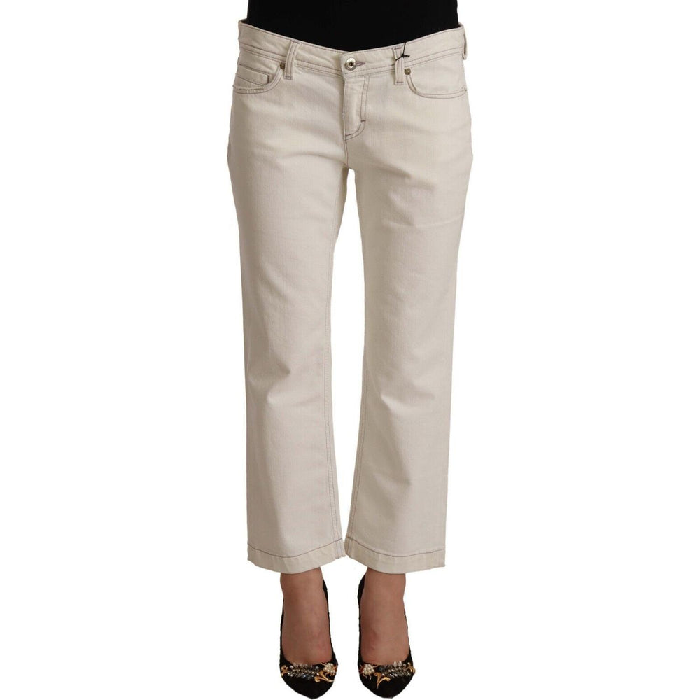 Dolce & Gabbana Off White Cotton Flared Cropped Denim Jeans PAN72350 - 29