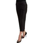Dolce & Gabbana Black 100% Silk Flared Cropped Pants PAN72356 - 42