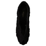 Dolce & Gabbana Black Cordonetto Ricamo Pump Open Toe Shoes LA9588 - 40