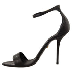 Dolce & Gabbana Black Ostrich Ankle Strap Heels Sandals Shoes LA9584 - 41