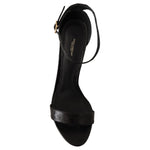 Dolce & Gabbana Black Ostrich Ankle Strap Heels Sandals Shoes LA9584 - 41