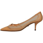 Dolce & Gabbana Peach Mesh Leather Chains Heels Pumps Shoes LA9583 - 39