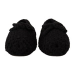 Dolce & Gabbana Black Slip On Ballerina Flats Wool Knit Shoes LA9676 - 41