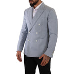 Dolce & Gabbana Blue Cotton Linen Slim Fit Jacket Coat Blazer JKT3303 - 50