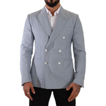 Dolce & Gabbana Blue Cotton Linen Slim Fit Jacket Coat Blazer JKT3303 - 50
