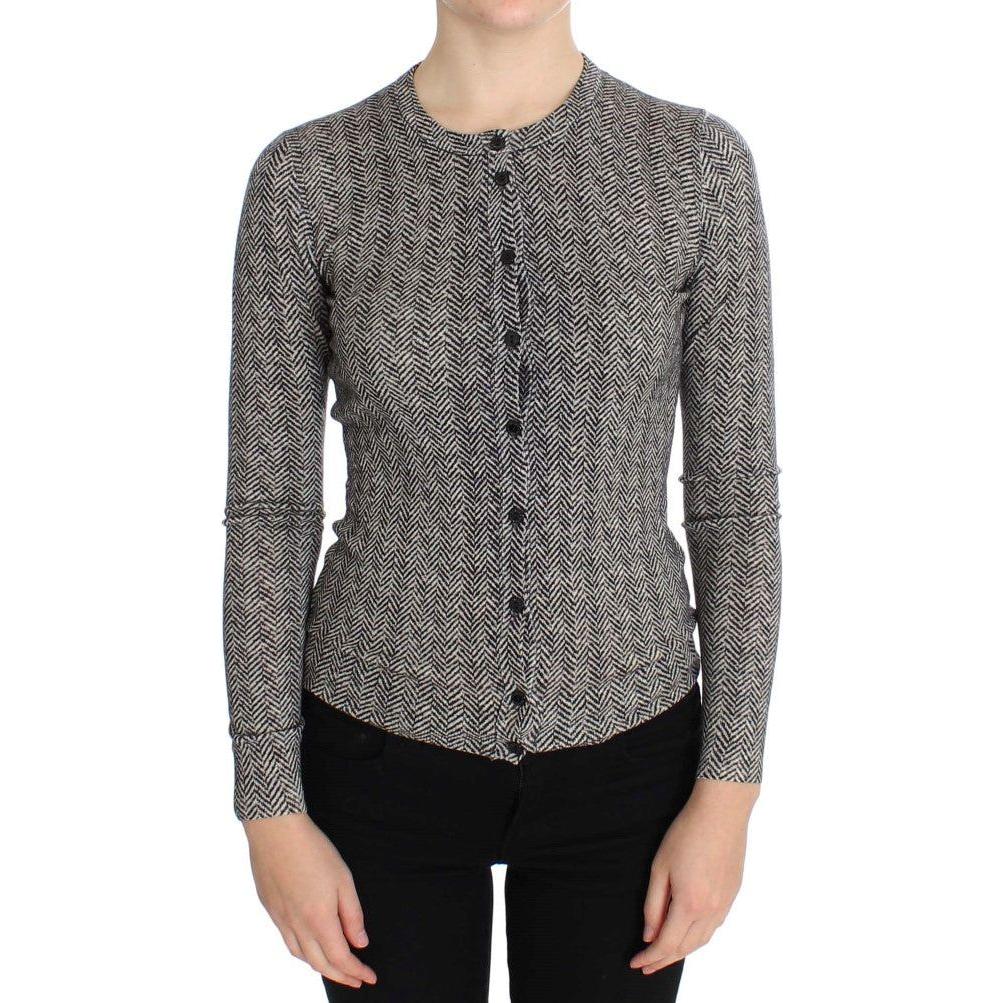 Dolce & Gabbana Black White Wool Top Cardigan Sweater SIG20568-2