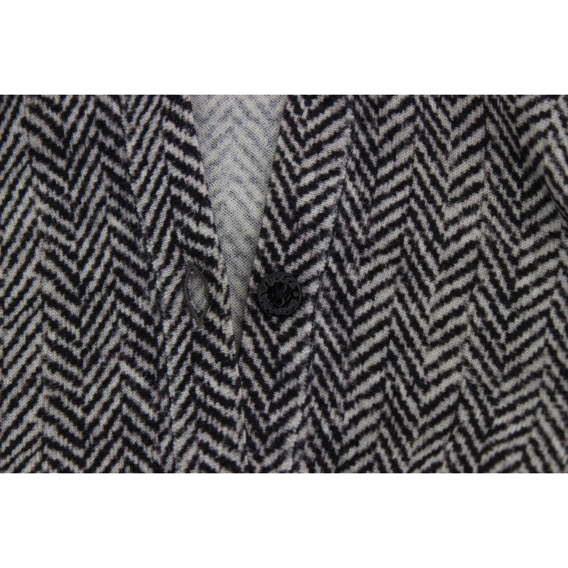 Dolce & Gabbana Black White Wool Top Cardigan Sweater SIG20568-2