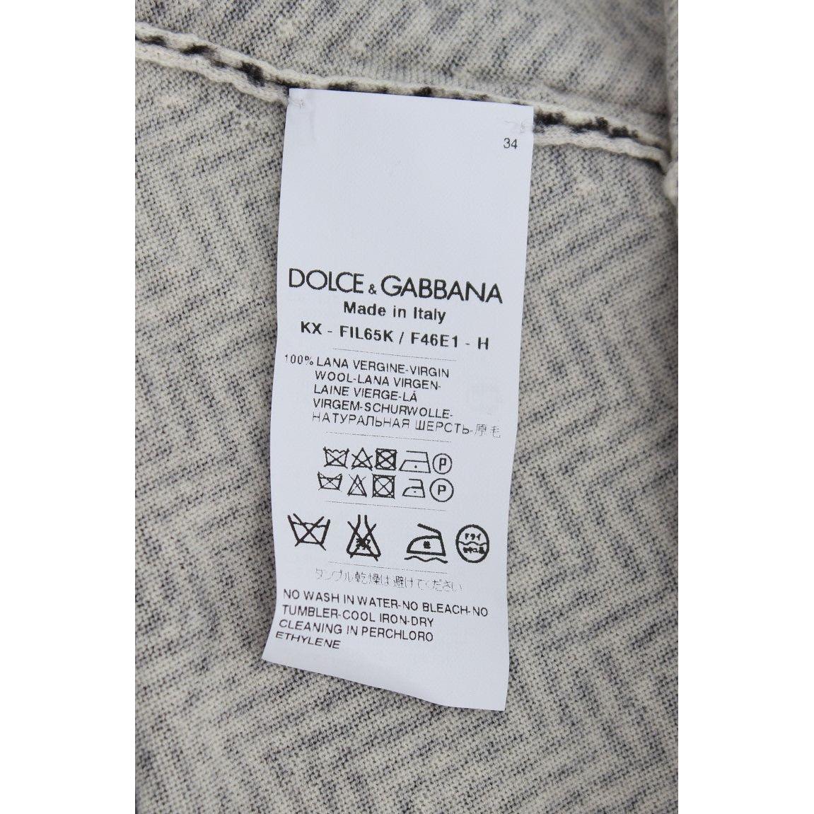 Dolce & Gabbana Black White Wool Top Cardigan Sweater SIG20568-2