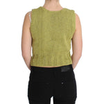 PINK MEMORIES Green Cotton Blend Knitted Sleeveless Sweater SIG30250-1